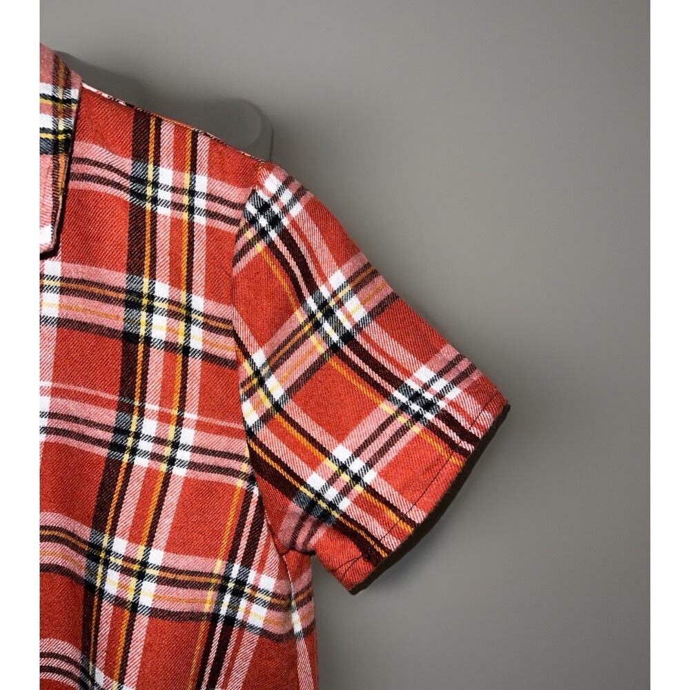 Plaid Flannel Pullover Top - Burnt Orange Fall Style w/ Accent Zipper - Sz S - Picture 8 of 9